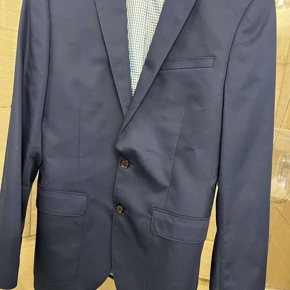 Express Men’s Blue Slim-Fit Sport Coat with Notched Lapel Size 36R